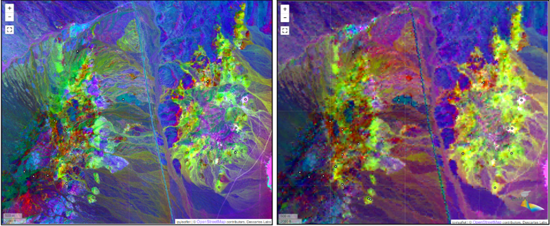 Figure 1 - Differentiation in surface compositional mapping over Cuprite