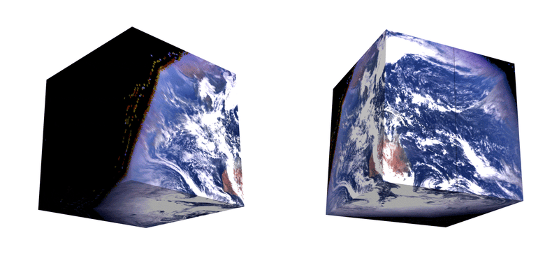 One day of RGB DSCOVR Epic imagery projected onto cubes and animated