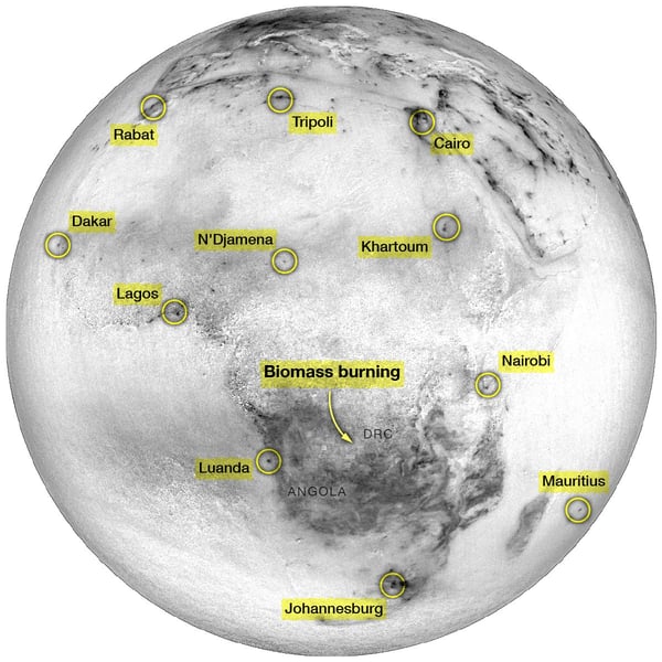 Local hotspots of NO₂ around Africa