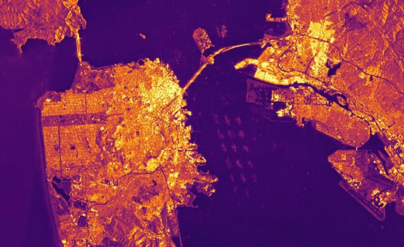 The San Francisco Bay Area, as seen with Synthetic Aperture Radar aboard the Sentinel-1 Satellites