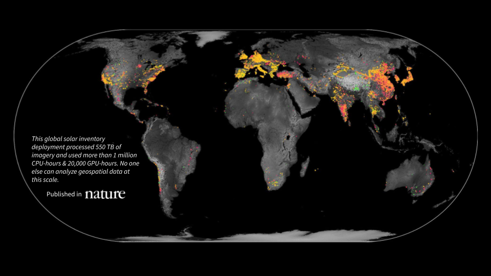 A first-of-its-kind global inventory of photovoltaic solar facilities built using satellite imagery and machine learning.